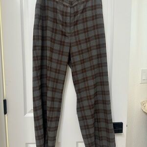 Ann Taylor Women's Gray and Brown Plaid Trousers